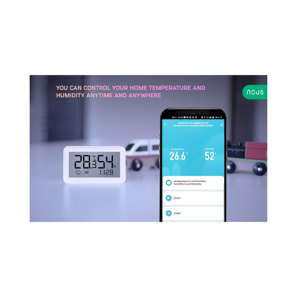Nous E6 okos Tuya Zigbee vezeték nélküli hőmérséklet és páratartalom érzékelő, LCD kijelzővel érzékelő NOUS E6 Nous E6 okos Tuya Zigbee vezeték nélküli hőmérséklet és páratartalom érzékelő, LCD kijelzővel érzékelő NOUS E6