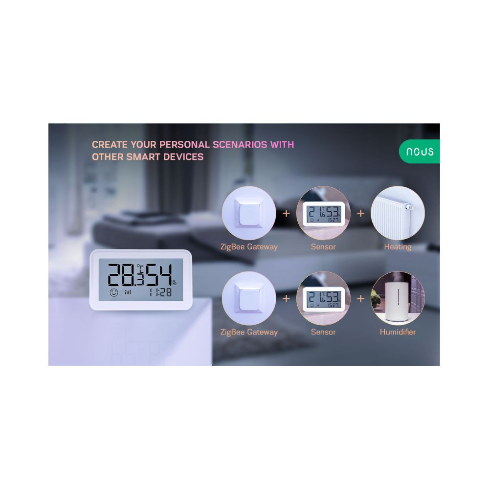 Nous E6 okos Tuya Zigbee vezeték nélküli hőmérséklet és páratartalom érzékelő, LCD kijelzővel érzékelő NOUS E6 Nous E6 okos Tuya Zigbee vezeték nélküli hőmérséklet és páratartalom érzékelő, LCD kijelzővel érzékelő NOUS E6