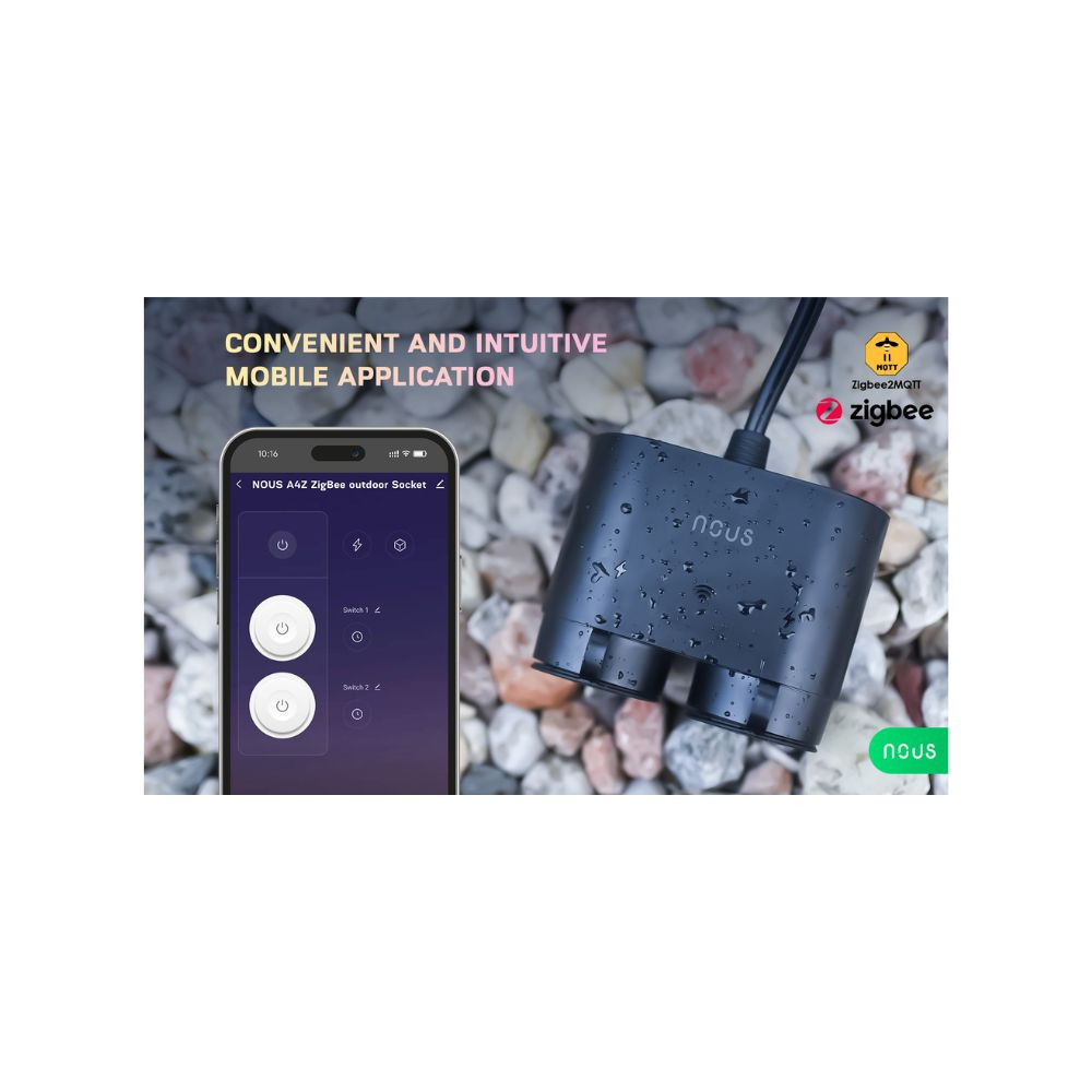 Nous A4Z Zigbee okos kültéri konnektor elosztó, dupla konnektor / elosztó|fogyasztásmérő NOUS A4Z Nous A4Z Zigbee okos kültéri konnektor elosztó, dupla konnektor / elosztó|fogyasztásmérő NOUS A4Z
