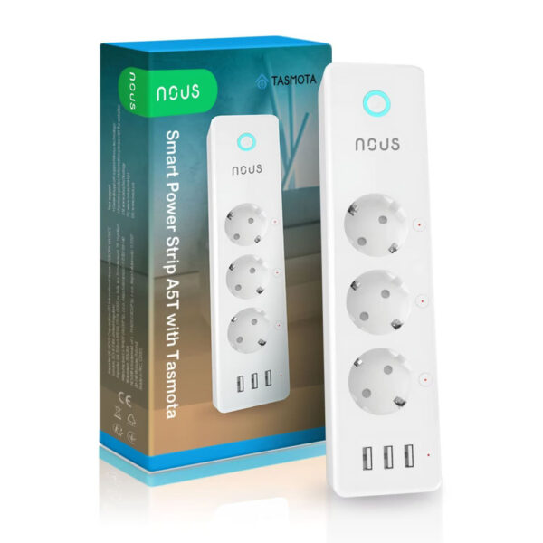 NOUS A5T okos Wi-Fi-s fogyasztásmérős hoszabbítós elosztó, Tasmota firmware konnektor / elosztó|fogyasztásmérő Nous A5T NOUS A5T okos Wi-Fi-s fogyasztásmérős hoszabbítós elosztó, Tasmota firmware konnektor / elosztó|fogyasztásmérő Nous A5T