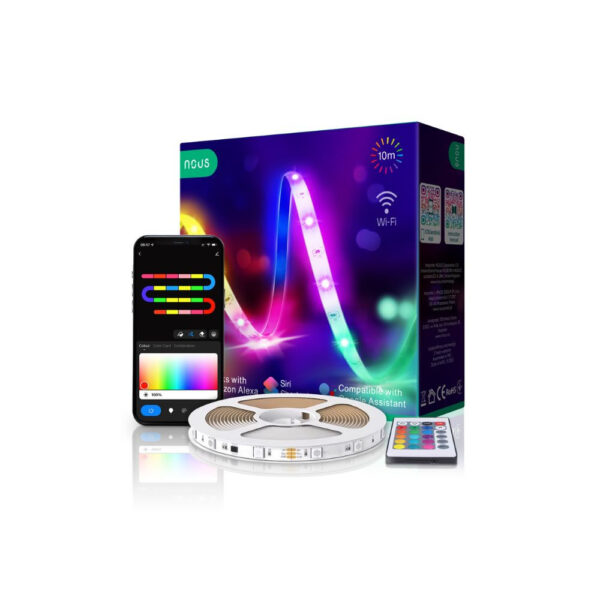 Nous F2 okos Tuya Wi-FI RGB LED szalag, 10 méter LED vezérlő NOUS F2 Nous F2 okos Tuya Wi-FI RGB LED szalag, 10 méter LED vezérlő NOUS F2