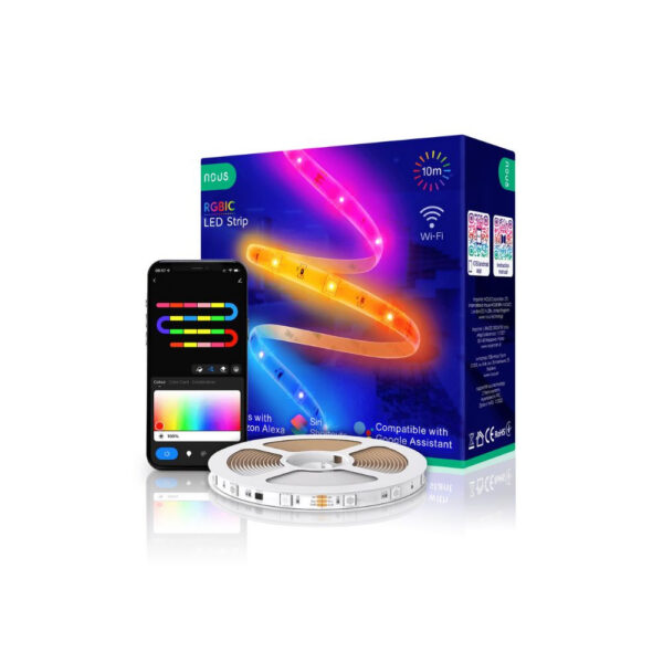 Nous F5 okos Tuya Wi-FI RGBIC (chip-enként vezérelhető) LED szalag, 10 méter LED vezérlő NOUS F5 Nous F5 okos Tuya Wi-FI RGBIC (chip-enként vezérelhető) LED szalag, 10 méter LED vezérlő NOUS F5