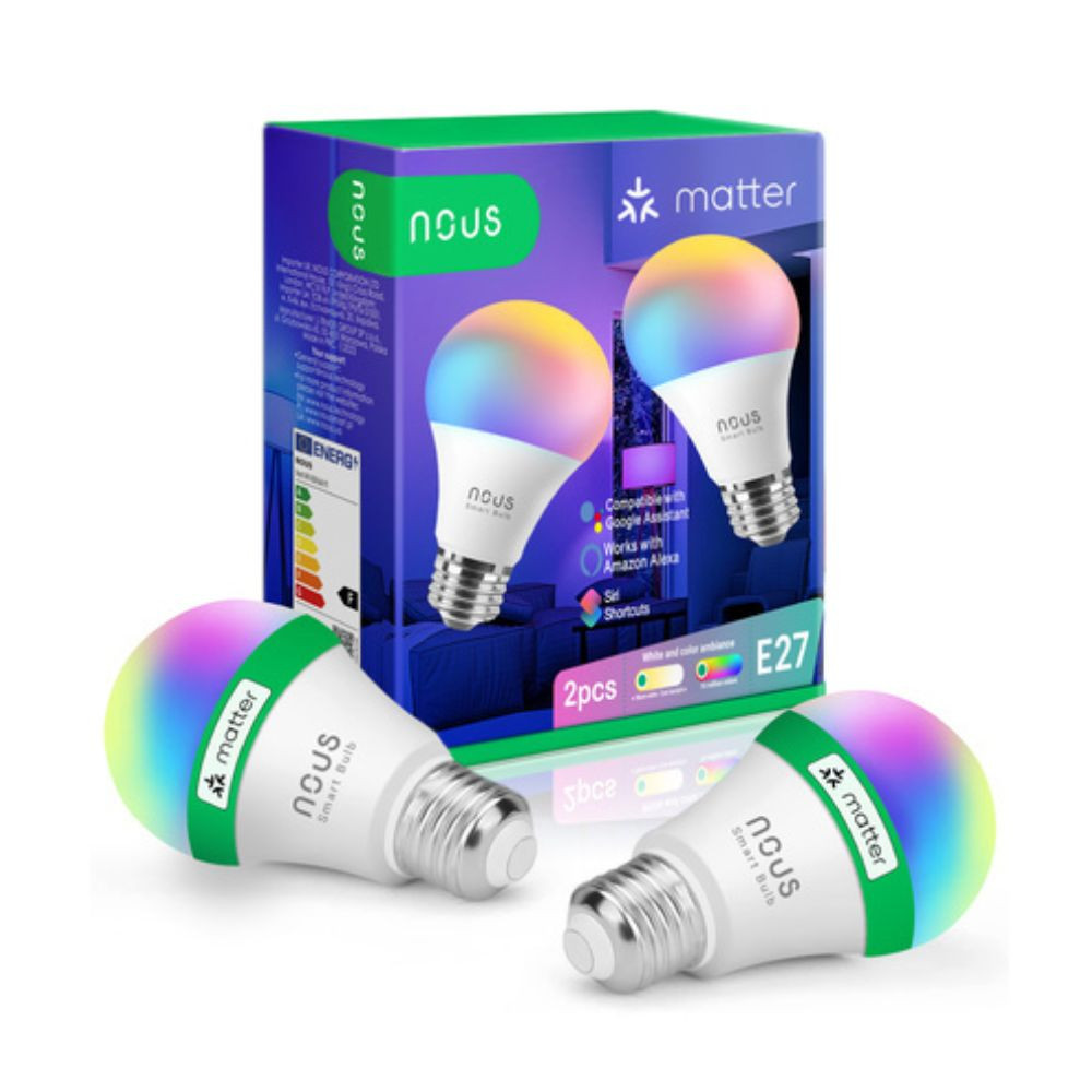Nous P3 okos Tuya Wi-Fi RGB izzó (E27 foglalat), Matter kompatibilis (2 db) lámpa / izzó NOUS P3 Nous P3 okos Tuya Wi-Fi RGB izzó (E27 foglalat), Matter kompatibilis (2 db) lámpa / izzó NOUS P3