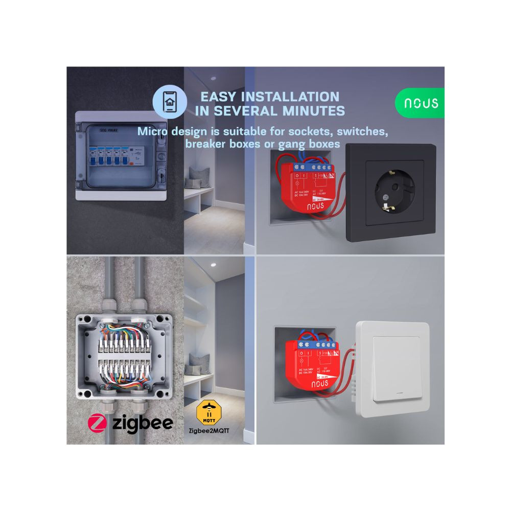 Nous B1Z okos Tuya Zigbee mini kapcsolórelé modul, kapcsolóbemenettel, 1 áramkörös kapcsolórelé NOUS B1Z Nous B1Z okos Tuya Zigbee mini kapcsolórelé modul, kapcsolóbemenettel, 1 áramkörös kapcsolórelé NOUS B1Z