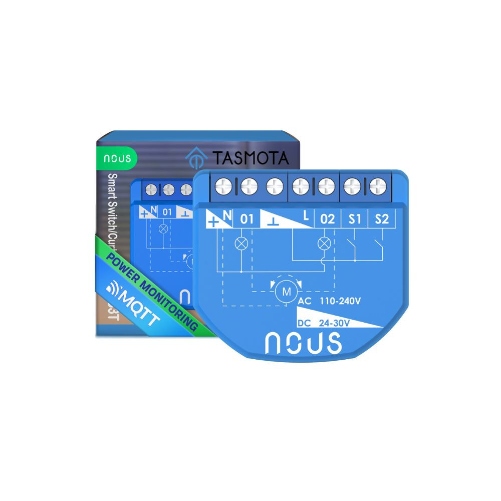 Nous B3T okos Wi-Fi-s 2 áramkörös, fogyasztásmérős, redőny / motoros függöny vezérlő modul (Tasmota firmware, Matter) kapcsolórelé|fogyasztásmérő NOUS B3T Nous B3T okos Wi-Fi-s 2 áramkörös, fogyasztásmérős, redőny / motoros függöny vezérlő modul (Tasmota firmware, Matter) kapcsolórelé|fogyasztásmérő NOUS B3T