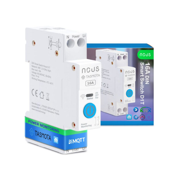 Nous D1T DIN-sín kompatibilis Wi-Fi-s fogyasztásmérős relémodul, Tasmota firmware, Matter kompatibilis, 16A kapcsolórelé|fogyasztásmérő NOUS D1T Nous D1T DIN-sín kompatibilis Wi-Fi-s fogyasztásmérős relémodul, Tasmota firmware, Matter kompatibilis, 16A kapcsolórelé|fogyasztásmérő NOUS D1T