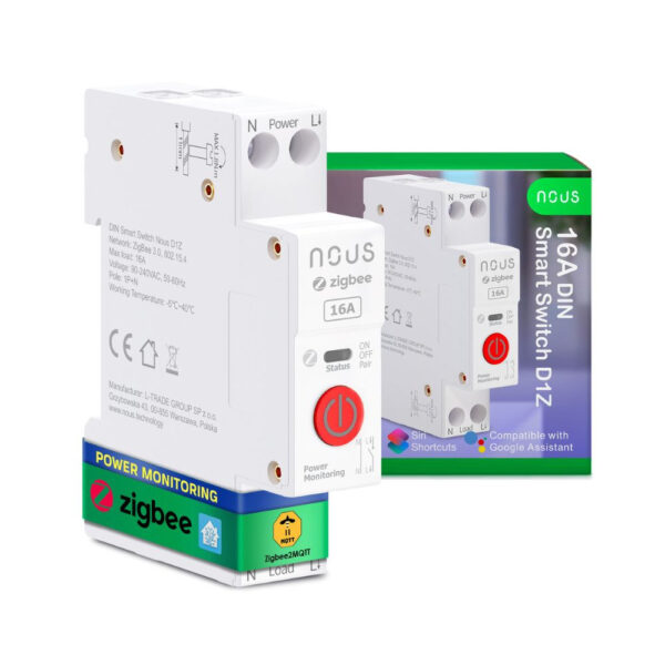 Nous D1Z DIN-sín kompatibilis Tuya Zigbee fogyasztásmérős relémodul 16A kapcsolórelé|fogyasztásmérő NOUS D1Z Nous D1Z DIN-sín kompatibilis Tuya Zigbee fogyasztásmérős relémodul 16A kapcsolórelé|fogyasztásmérő NOUS D1Z