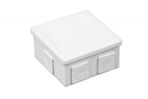 Kötődoboz, 6 négyzet alakú gumi bevezetővel, fehér, 80x80x40mm, IP44 Membrános S-BOX kötődobozok