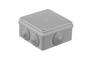 Kötődoboz, 6 gumi bevezetővel, 100x100x50mm, IP65 Membrános S-BOX kötődobozok
