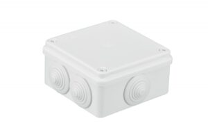 Kötődoboz, 6 gumi bevezetővel, fehér, 100x100x50mm, IP65 Membrános S-BOX kötődobozok