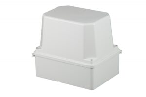 Kötődoboz, sima oldalfalú, magasított fedéllel, 150x110x140mm, IP65 S-BOX kötődobozok