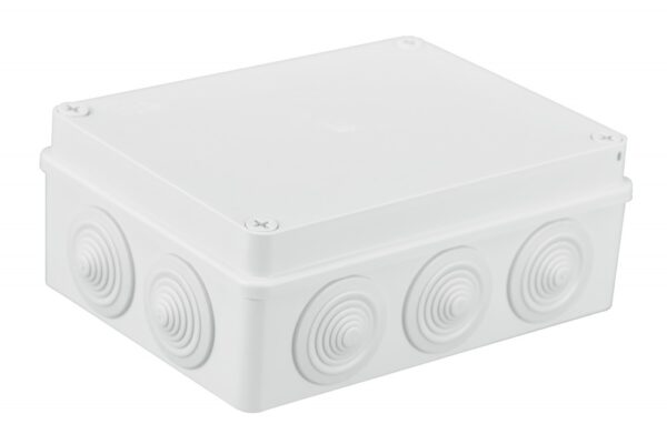 Kötődoboz, 10 gumi bevezetővel, fehér, 190x140x70mm, IP65 Membrános S-BOX kötődobozok Kötődoboz, 10 gumi bevezetővel, fehér, 190x140x70mm, IP65 Membrános S-BOX kötődobozok