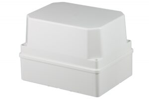 Kötődoboz, sima oldalfalú, magasított fedéllel, fehér, 190x140x140mm, IP65 S-BOX kötődobozok