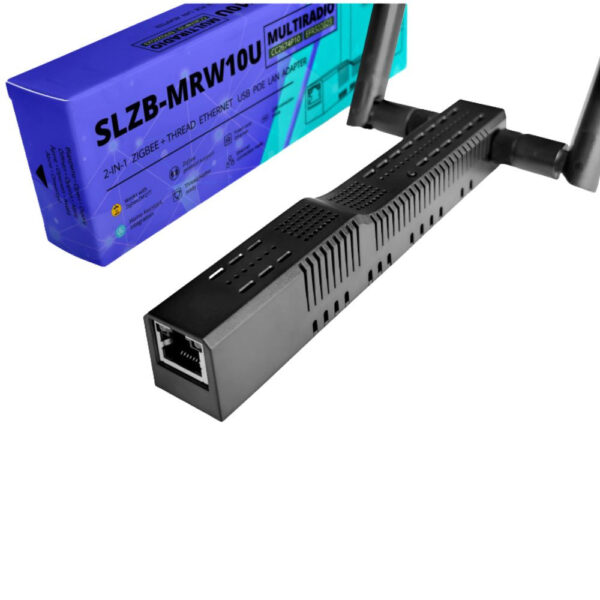 SMLIGHT SLZB-MRW10U – Multi-Radio PoE Adapter, Zigbee, Thread, Z-Wave, Matter, fekete (ESP32+CC2674P10+EFR32ZG23) átjáró / központi egység