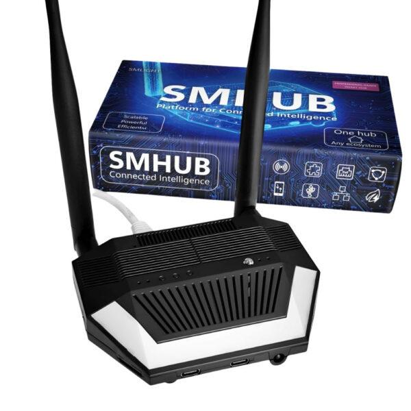SMLIGHT SMHUB Premium  –  Multi-Radio Smart Home Hub, Zigbee, Thread, Wi-Fi, Bluetooth, Z-Wave, 4G/LTE, IR, Ethernet, Matter átjáró, fekete, (P10+MG24) átjáró / központi egység