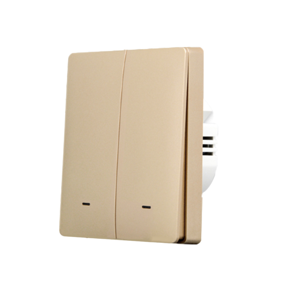SmartWise B62 UNI Zigbee 3.0 + RF, univerzális bekötésű, 2 áramkörös, fizikai nyomógombos okos villanykapcsoló, arany színű fali kapcsoló B6 UNI 2-GANG Zigbee+RF433 SmartWise B62 UNI Zigbee 3.0 + RF, univerzális bekötésű, 2 áramkörös, fizikai nyomógombos okos villanykapcsoló, arany színű fali kapcsoló B6 UNI 2-GANG Zigbee+RF433