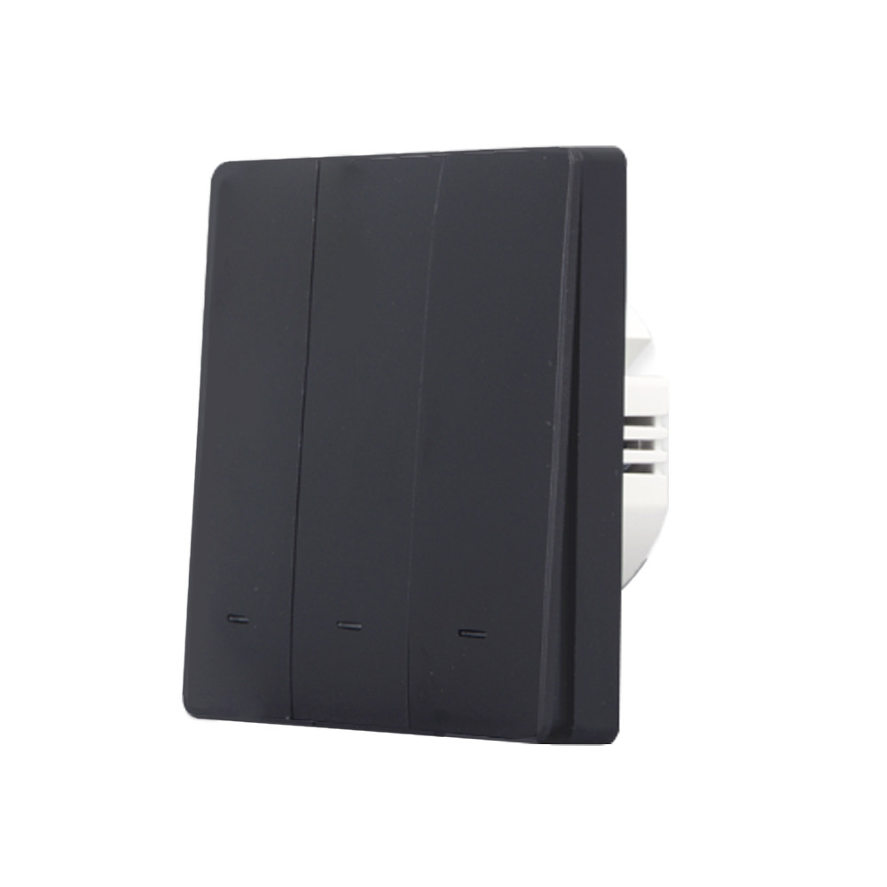 SmartWise B63 UNI Zigbee 3.0 + RF, univerzális bekötésű, 3 áramkörös, fizikai nyomógombos okos villanykapcsoló, fekete fali kapcsoló B6 UNI 3-GANG Zigbee+RF433 SmartWise B63 UNI Zigbee 3.0 + RF, univerzális bekötésű, 3 áramkörös, fizikai nyomógombos okos villanykapcsoló, fekete fali kapcsoló B6 UNI 3-GANG Zigbee+RF433
