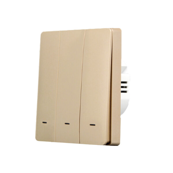 SmartWise B63 UNI Zigbee 3.0 + RF, univerzális bekötésű, 3 áramkörös, fizikai nyomógombos okos villanykapcsoló, arany színű fali kapcsoló B6 UNI 3-GANG Zigbee+RF433 SmartWise B63 UNI Zigbee 3.0 + RF, univerzális bekötésű, 3 áramkörös, fizikai nyomógombos okos villanykapcsoló, arany színű fali kapcsoló B6 UNI 3-GANG Zigbee+RF433