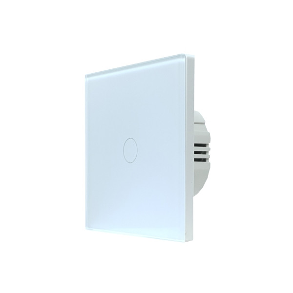 SmartWise T61 UNI Wi-Fi + eWeLink-Remote, univerzális bekötésű, 1 áramkörös, okos érintőkapcsoló, fehér üveg előlappal fali kapcsoló T6 UNI 1-GANG Wi-Fi+eWeLink-Remote