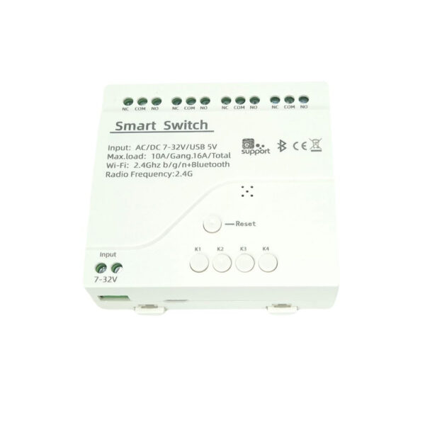 SmartWise 85V-250V AC négy áramkörös, Wi-Fi+Bluetooth NO/NC okosrelé kapcsolórelé|garázskapu vezérlés SmartWise 85V-250V AC négy áramkörös, Wi-Fi+Bluetooth NO/NC okosrelé kapcsolórelé|garázskapu vezérlés