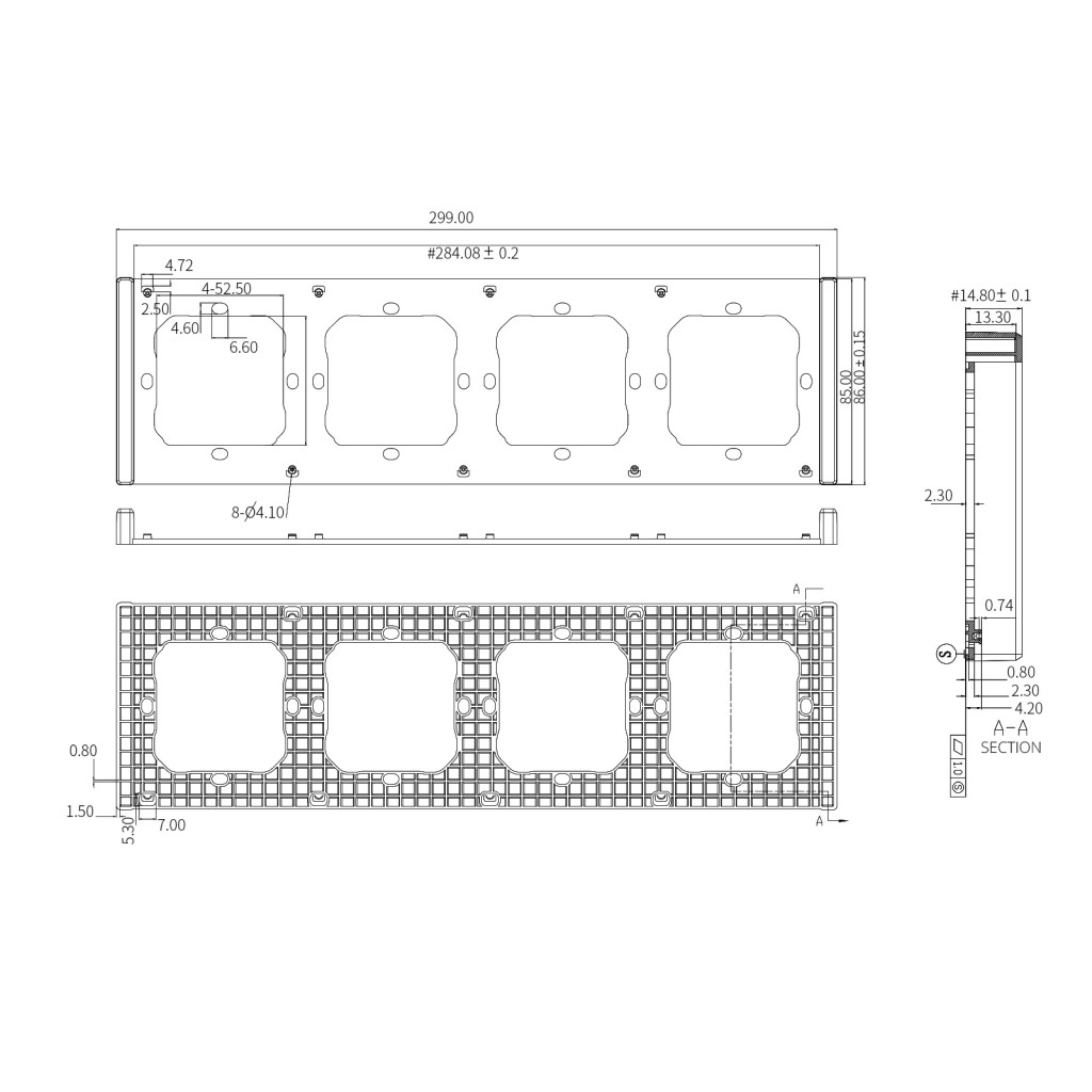 Fehér négyes sorolókeret Sonoff M5-80, M5-80 Matter (SwitchMan) kapcsolókhoz fali kapcsoló Switch frame 4-gang white Fehér négyes sorolókeret Sonoff M5-80, M5-80 Matter (SwitchMan) kapcsolókhoz fali kapcsoló Switch frame 4-gang white