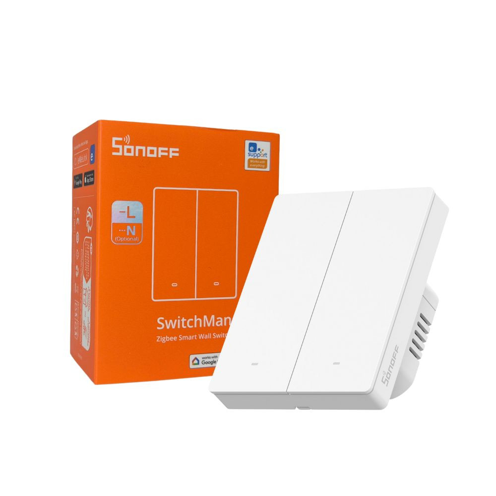 Sonoff SwitchMan M5 Zigbee 2 áramkörös, sorolható okos villanykapcsoló, fehér (ZBM5-2C-80W) fali kapcsoló ZBM5-2C-80W Sonoff SwitchMan M5 Zigbee 2 áramkörös, sorolható okos villanykapcsoló, fehér (ZBM5-2C-80W) fali kapcsoló ZBM5-2C-80W