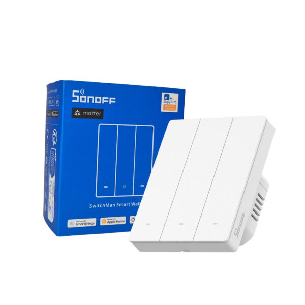 Sonoff SwitchMan M5 – 3 áramkörös, sorolható villanykapcsoló, Wi-Fi, Matter, fehér (M5-3C-80W) fali kapcsoló M5-3C-80W