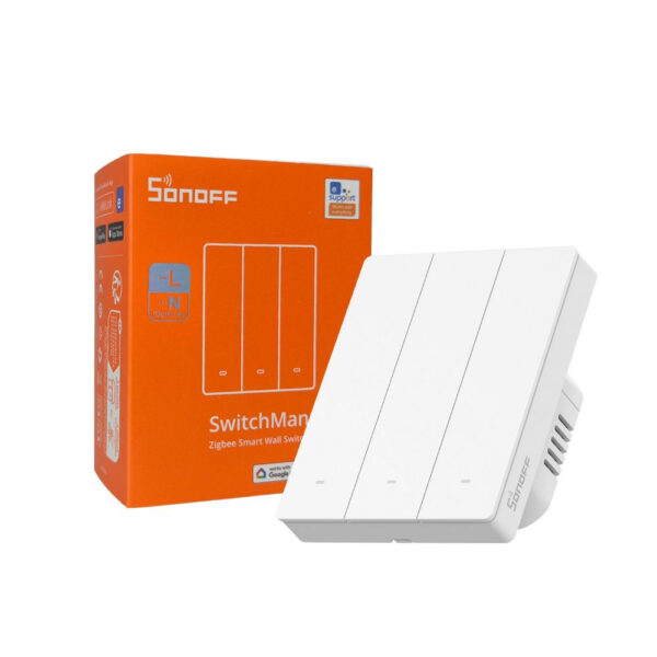 Sonoff SwitchMan M5 Zigbee 3 áramkörös, sorolható okos villanykapcsoló, fehér (ZBM5-3C-80W) fali kapcsoló ZBM5-3C-80W