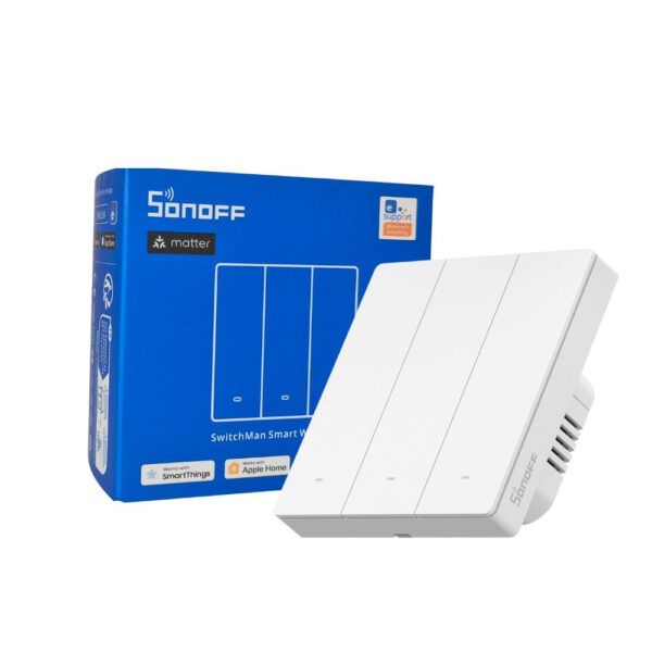 Sonoff SwitchMan M5 – 3 áramkörös villanykapcsoló, Wi-Fi, Matter, fehér (M5-3C-86W) fali kapcsoló M5-3C-86W