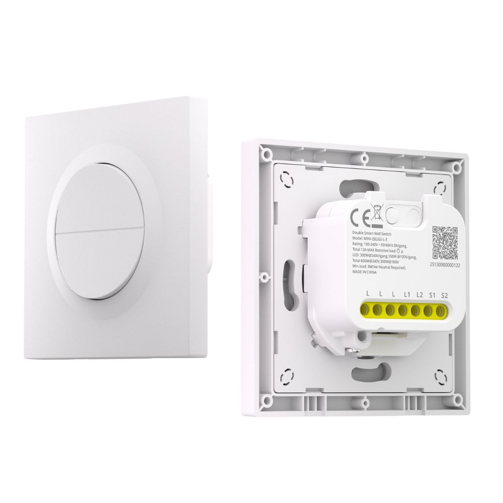 SONOFF Orb-ZBW2L 2-Gang Zigbee Smart Wall Switch (No Neutral) – két áramkörös, csak fázis mini relémodul + kapcsoló, Zigbee, fehér (MINI-ZB2GS-L-E) fali kapcsoló SONOFF Orb-ZBW2L 2-Gang Zigbee Smart Wall Switch (No Neutral) – két áramkörös, csak fázis mini relémodul + kapcsoló, Zigbee, fehér (MINI-ZB2GS-L-E) fali kapcsoló