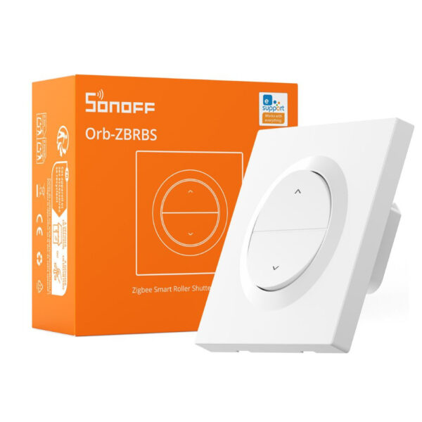 SONOFF Orb-ZBRBS Smart Roller Shutter Wall Switch –  mini relémodul redőnyökhöz + falikapcsoló, Zigbee, fehér  (MINI-ZBRBS-E) Okosotthon
