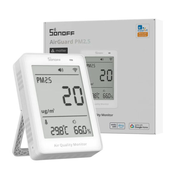 SONOFF AirGuard PM2.5/PM10 – SAWF-07P levegőminőség -érzékelő, Matter, Wi-Fi, fehér érzékelő SONOFF AirGuard PM2.5/PM10 – SAWF-07P levegőminőség -érzékelő, Matter, Wi-Fi, fehér érzékelő