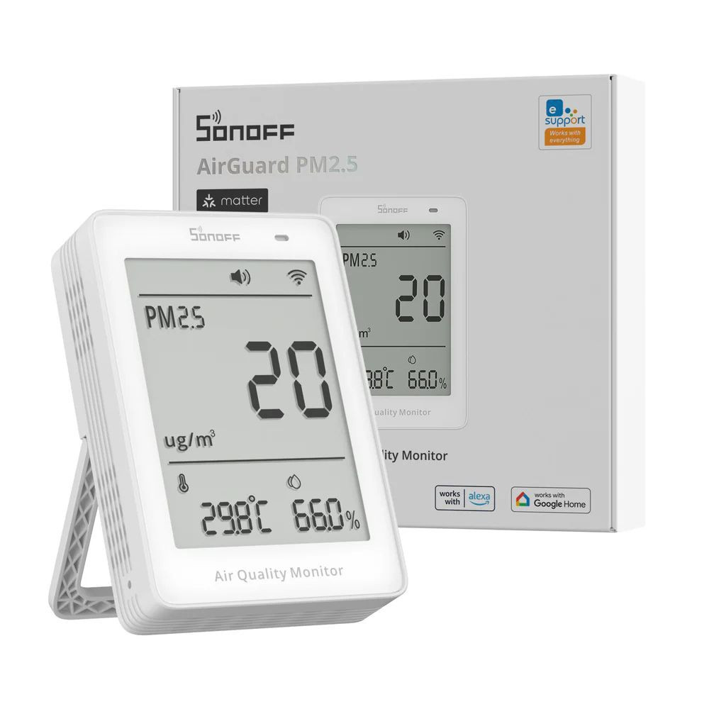 SONOFF AirGuard PM2.5/PM10 – SAWF-07P levegőminőség -érzékelő, Matter, Wi-Fi, fehér érzékelő SONOFF AirGuard PM2.5/PM10 – SAWF-07P levegőminőség -érzékelő, Matter, Wi-Fi, fehér érzékelő