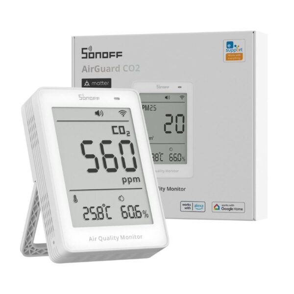 SONOFF AirGuard CO2 SAWF-08P – levegőminőség-érzékelő, Matter, Wi-Fi, fehér érzékelő SONOFF AirGuard CO2 SAWF-08P – levegőminőség-érzékelő, Matter, Wi-Fi, fehér érzékelő