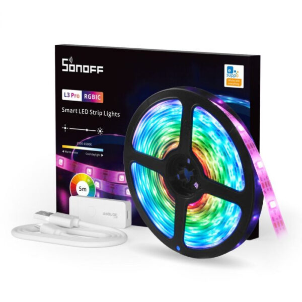 Sonoff L3 Pro RGBIC okos LED szalag készlet (5 m RGBIC LED szalag, WiFi+Bluetooth okosvezérlés, tápegység) LED vezérlő|lámpa / izzó L3-5M-P Sonoff L3 Pro RGBIC okos LED szalag készlet (5 m RGBIC LED szalag, WiFi+Bluetooth okosvezérlés, tápegység) LED vezérlő|lámpa / izzó L3-5M-P