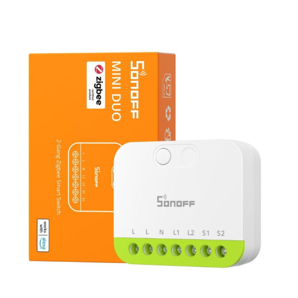 Sonoff MINI DUO 2-Gang Zigbee Smart Switch – két áramkörös, fázis+nulla mini relémodul, Zigbee (MINI-ZB2GS) kapcsolórelé Sonoff MINI DUO 2-Gang Zigbee Smart Switch – két áramkörös, fázis+nulla mini relémodul, Zigbee (MINI-ZB2GS) kapcsolórelé