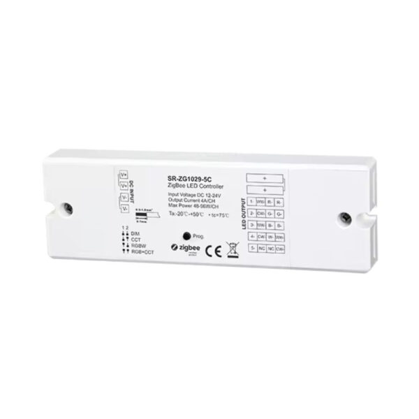Sunricher Zigbee 4-az-1-ben RGBW / RGB CCT LED vezérlő, 4A/csatorna, 12/24V DC (SR-ZG1029-5C) LED vezérlő|fényerőszabályzó SR-ZG1029-5C Sunricher Zigbee 4-az-1-ben RGBW / RGB CCT LED vezérlő, 4A/csatorna, 12/24V DC (SR-ZG1029-5C) LED vezérlő|fényerőszabályzó SR-ZG1029-5C