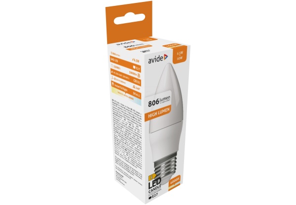 Avide LED Candle 6.5W E27 NW 4000K Gyertya