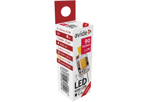 Avide LED 1.2W G4 COB EW 2700K Kapszula