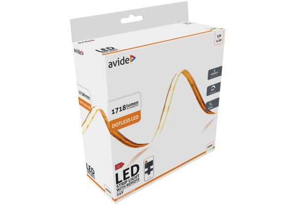 Avide LED Szalag Bliszter RF 24V COB NW IP20 5m Szettek