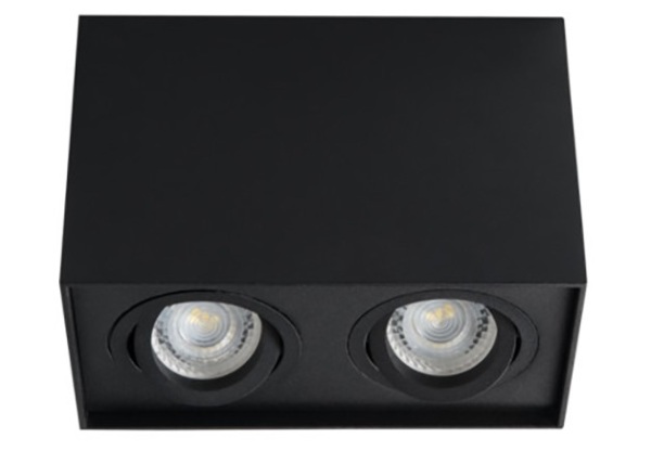 Avide GU10 Lámpatest Négyzetes Fekete Dönthető Dupla Fényforrás nélküli