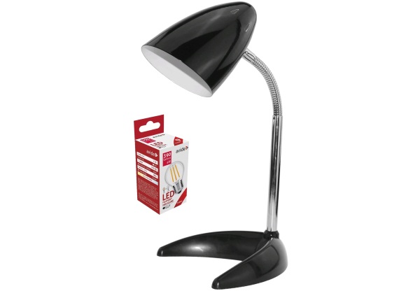 Avide Basic Asztali Lámpa C Talpú Fekete + LED fényforrás Basic