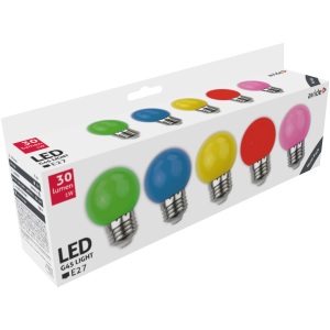 Avide Dekor LED fényforrás G45 1W E27 B5 (Zöld/Kék/Sárga/Piros/Rózsaszín) Dekor LED