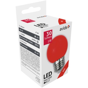 Avide Dekor LED fényforrás G45 1W E27 Piros Dekor LED