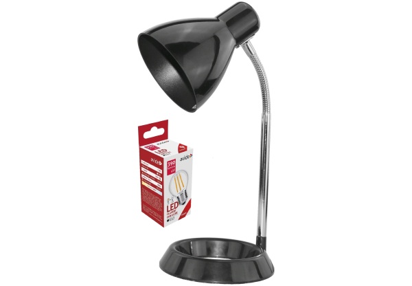 Avide Basic Asztali Lámpa O Talpú Fekete + LED fényforrás Basic