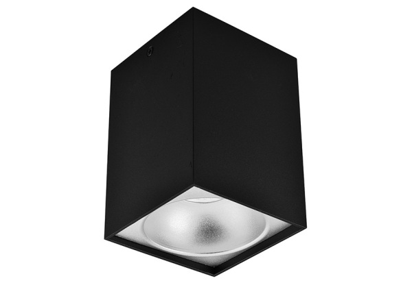 Avide GU10 Lámpatest Négyzetes Fekete-Ezüst Fényforrás nélküli