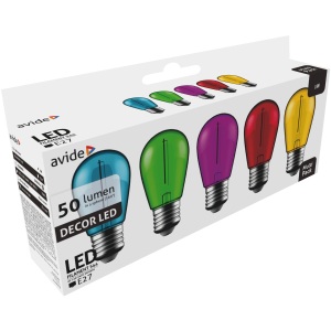 Avide Dekor LED fényforrás G45 1W E27 B5 (Zöld/Kék/Sárga/Piros/Rózsaszín) Dekor LED