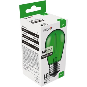 Avide Dekor LED Filament fényforrás 1W E27 Zöld Dekor LED