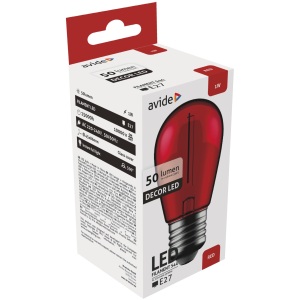 Avide Dekor LED Filament fényforrás 1W E27 Piros Dekor LED