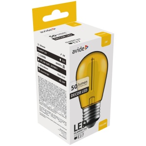 Avide Dekor LED fényforrás G45 1W E27 Sárga Dekor LED